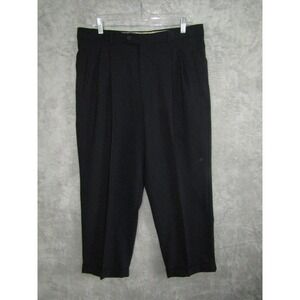 Zignone Italy Mens Black 100%‎ Wool Pleated Dress Pants Size 36
